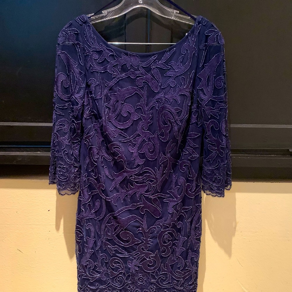 Elegant Dark Blue bidded dress. Worn once size 8 or medium